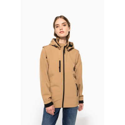 Unisex 3-layer softshell hooded jacket with removable sleeves